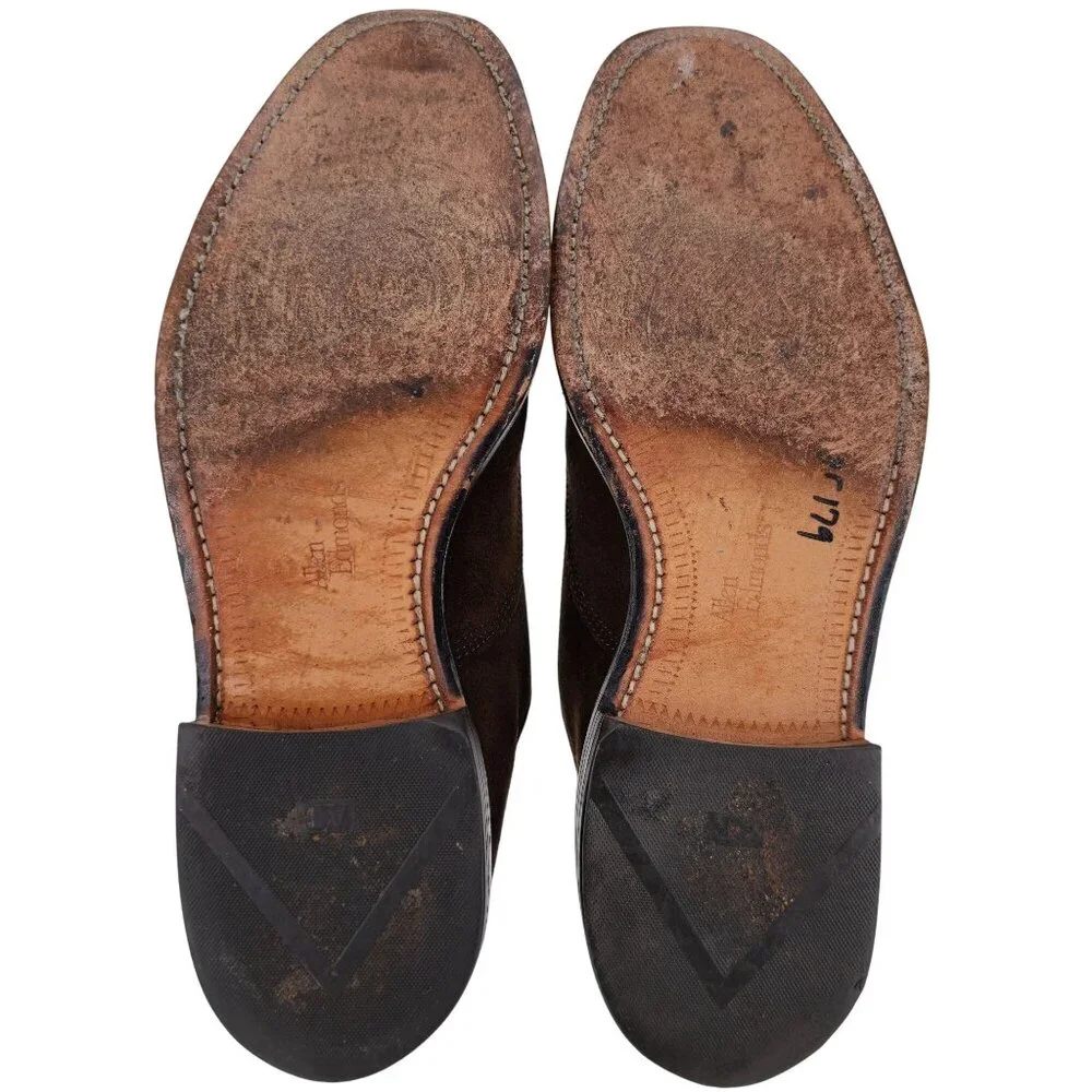 Vintage Allen Edmonds Mens 8A Brown Suede Leather Dress Shoes Captoe Oxfords USA - Picture 8 of 11